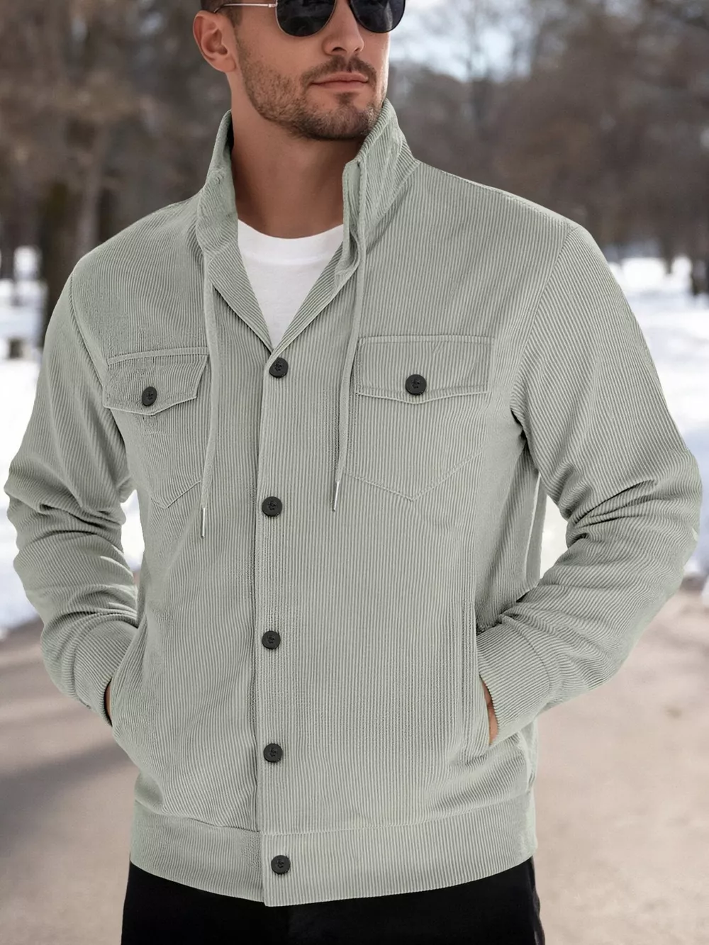 Men's Full Size Casual Corduroy Button-Down Jacket Plus Size, image 2