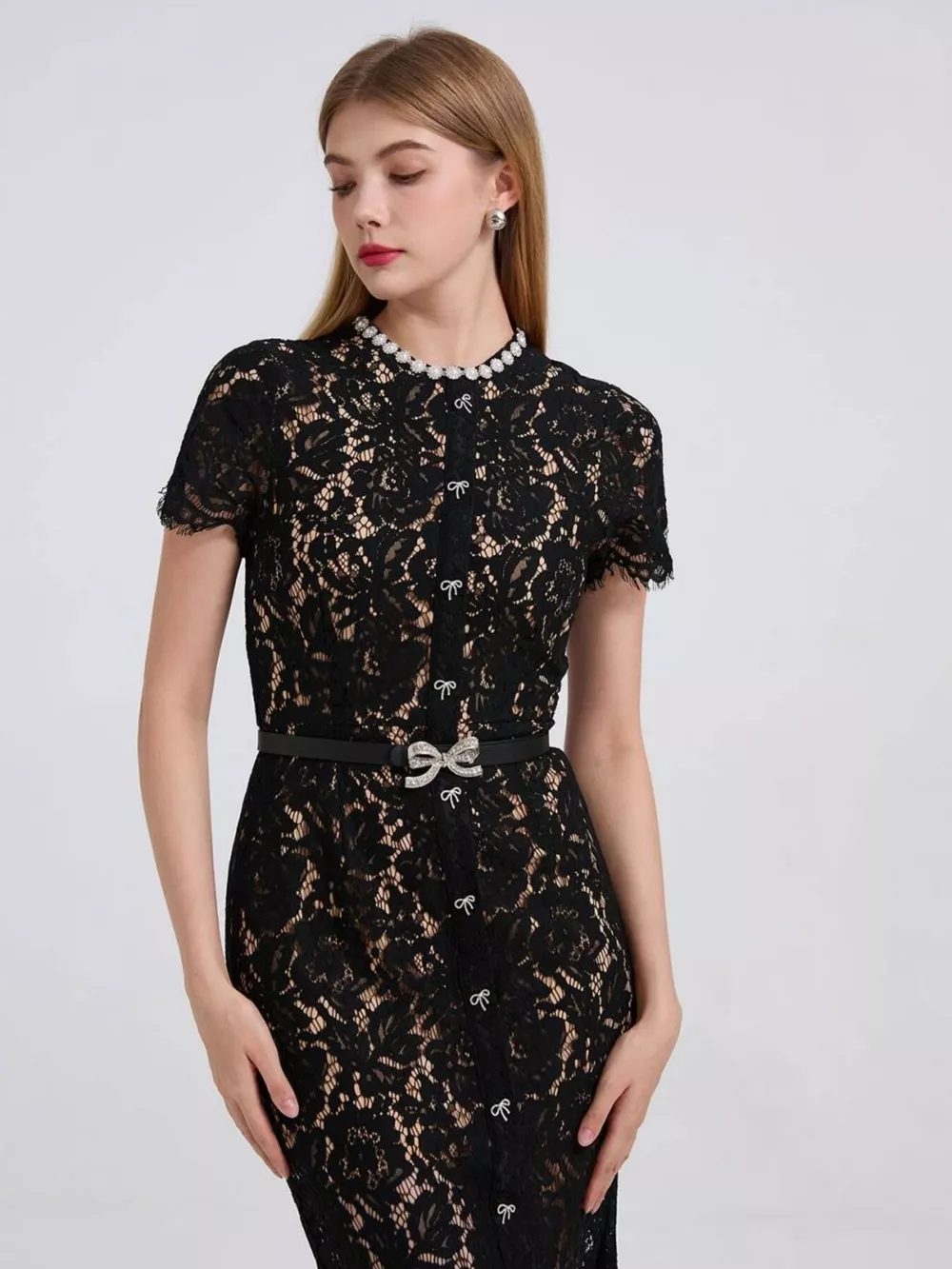 Lace Short Sleeve Mermaid Dress, image 21