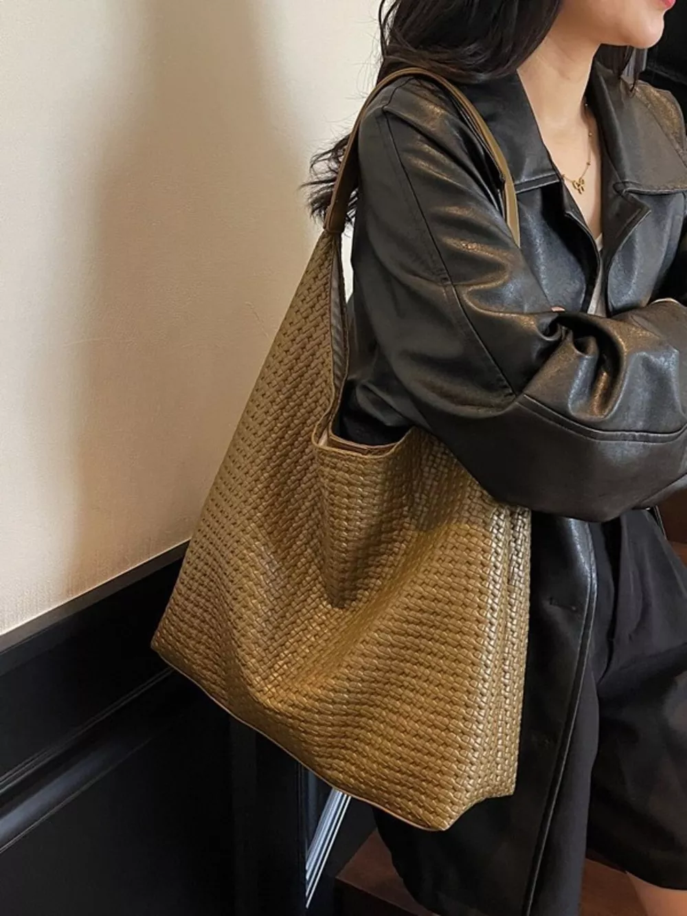 Woven Straw Texture Shoulder Bag, image 14
