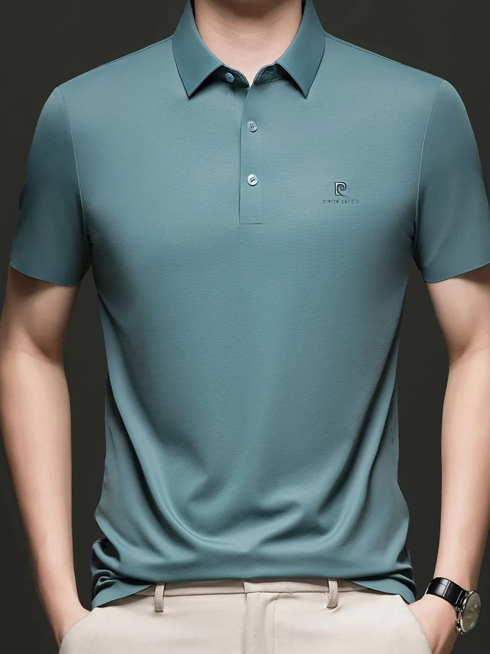 Men's Plus Size Button Detail Short Sleeve Polo, image 2