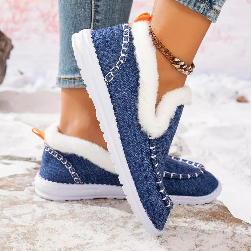 Faux Fur Lined Round Toe Shoes, image 5