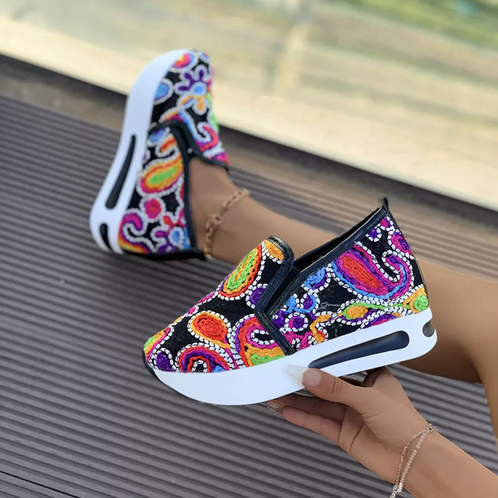 Printed Platform Round Toe Sneakers, image 3