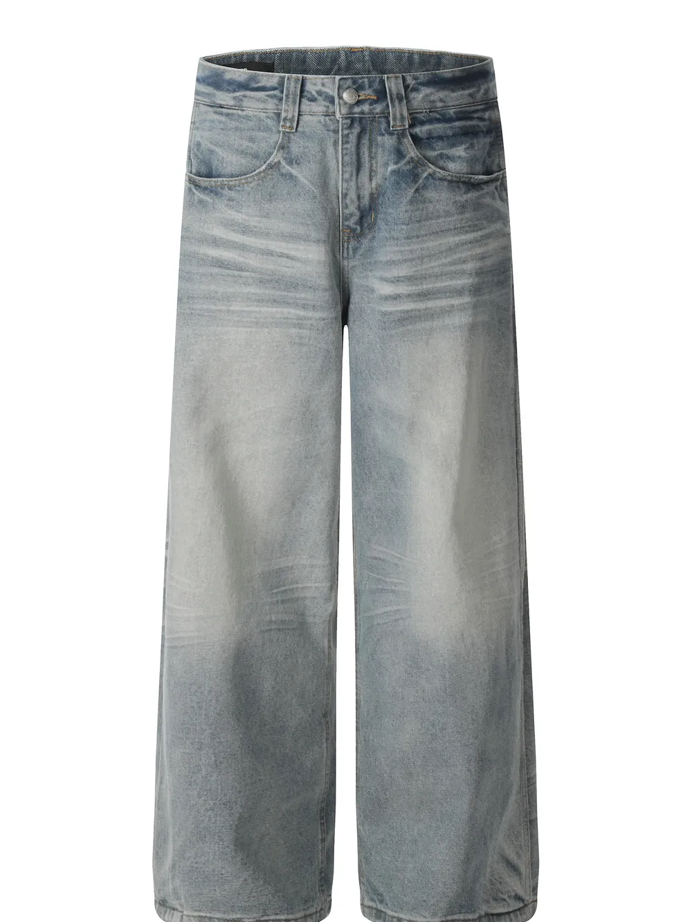 Men's Wide Leg Wash Denim Jeans