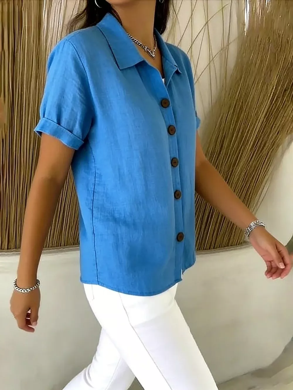 Full Size Button Up Short Sleeve Shirt Plus Size, image 3