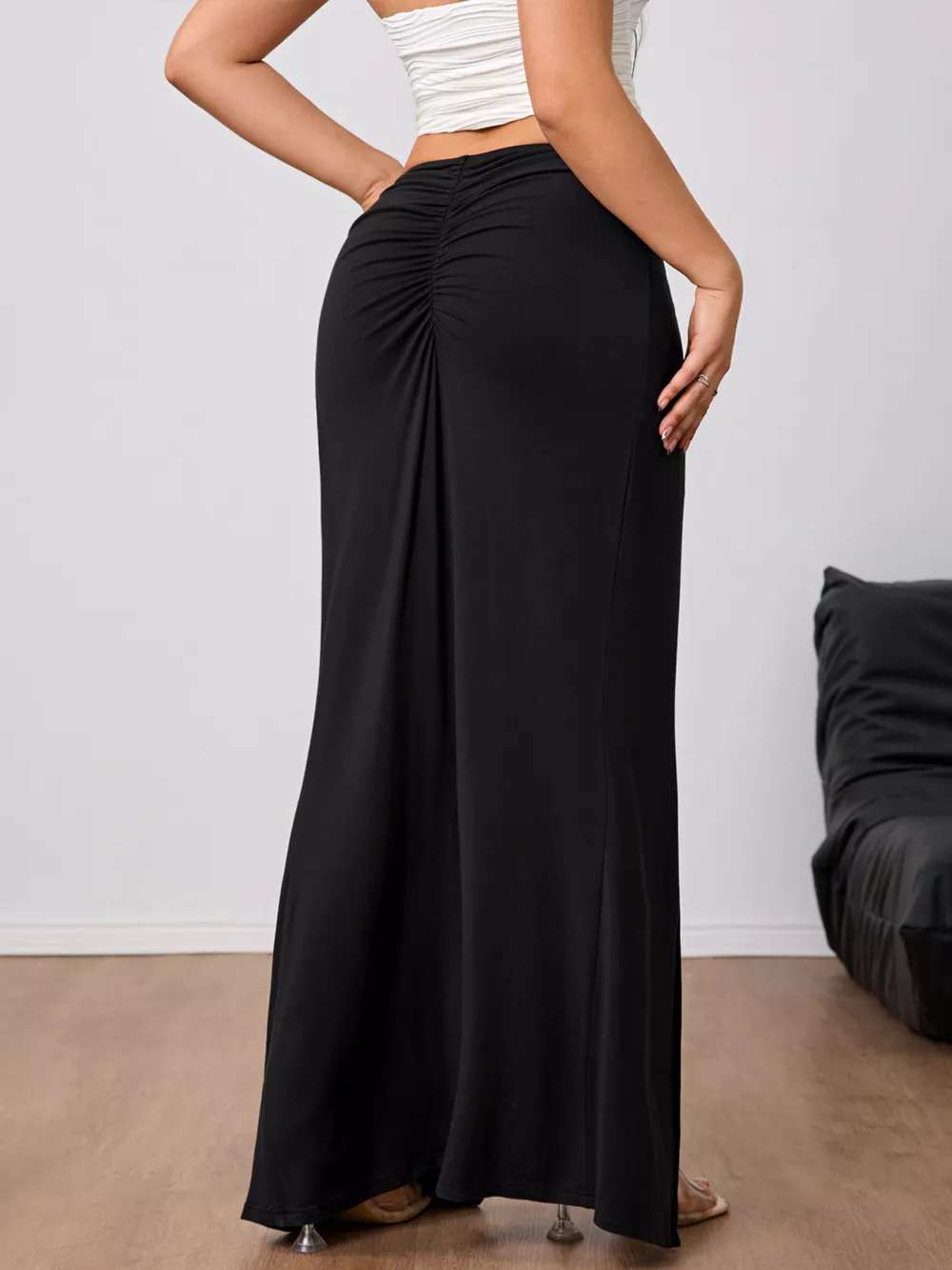 Slit Twist-Front Bodycon Maxi Skirt, image 7