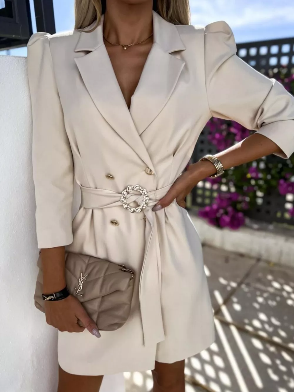 3/4 Sleeve Belted Blazer Dress, image 8