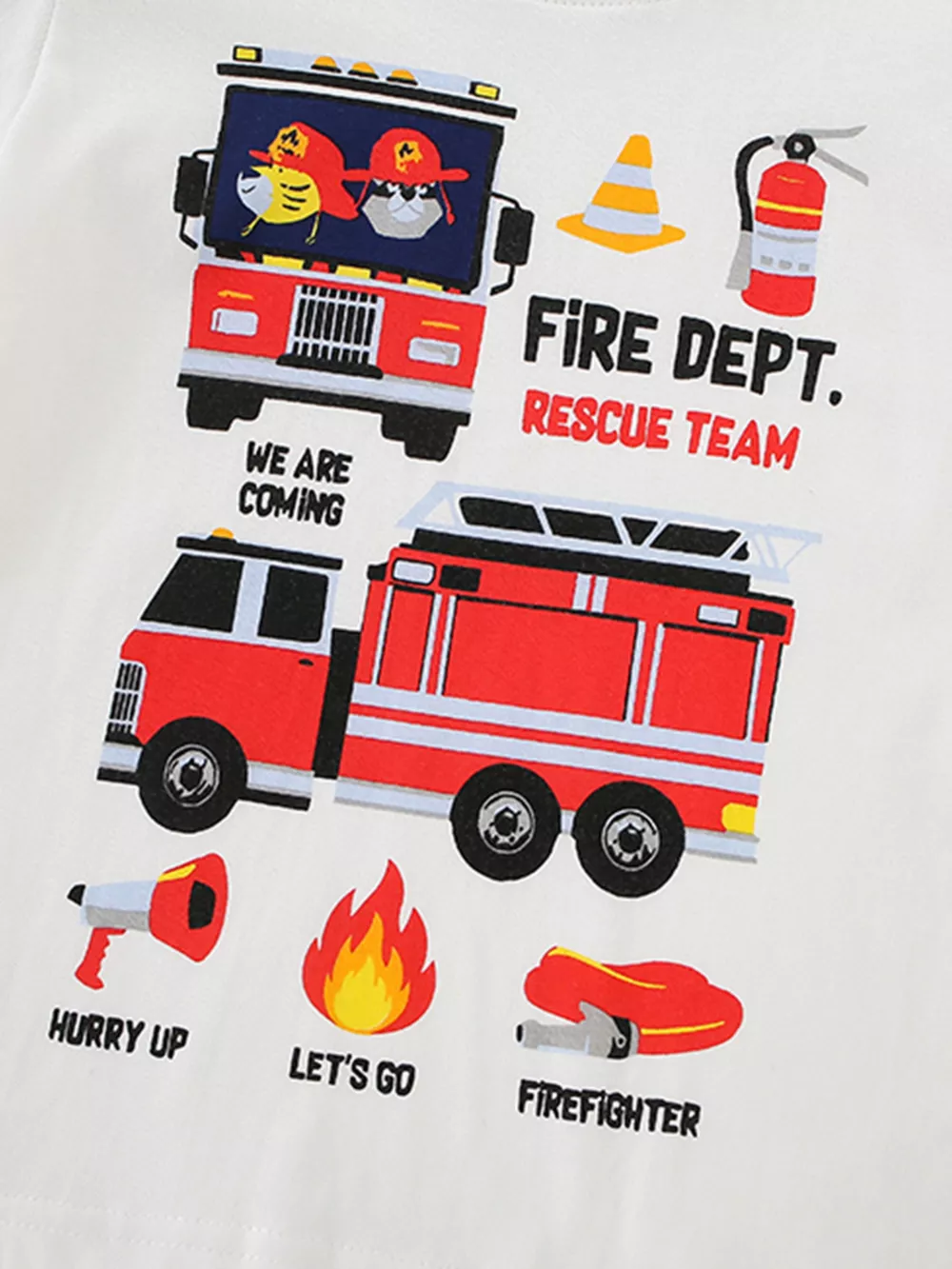Children's Fire Truck Graphic Crew Neck T-Shirt, image 4