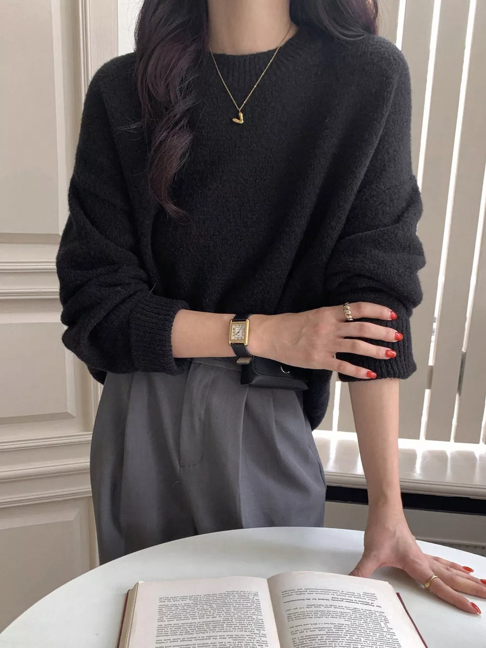 Cozy Knit Round Neck Oversized Sweater, image 5