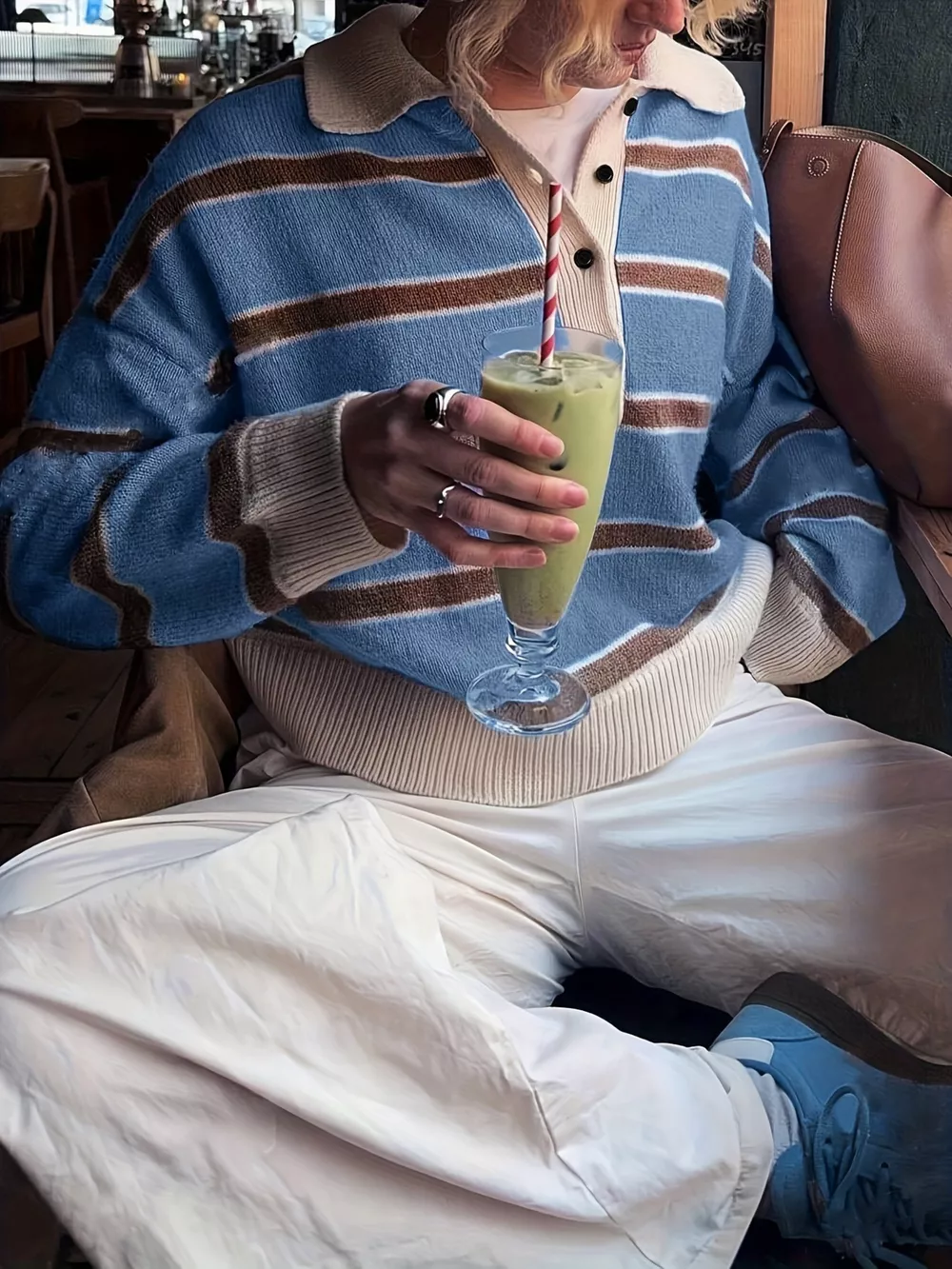 Striped Button Detail Sweater, image 4