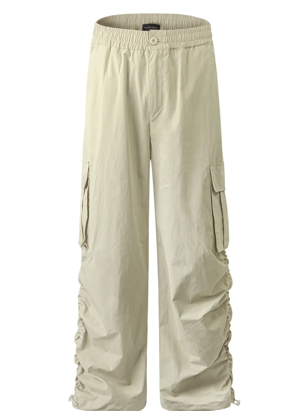 Men's Elastic Waist Wide Leg Cargo Pants with Side Pockets, image 4