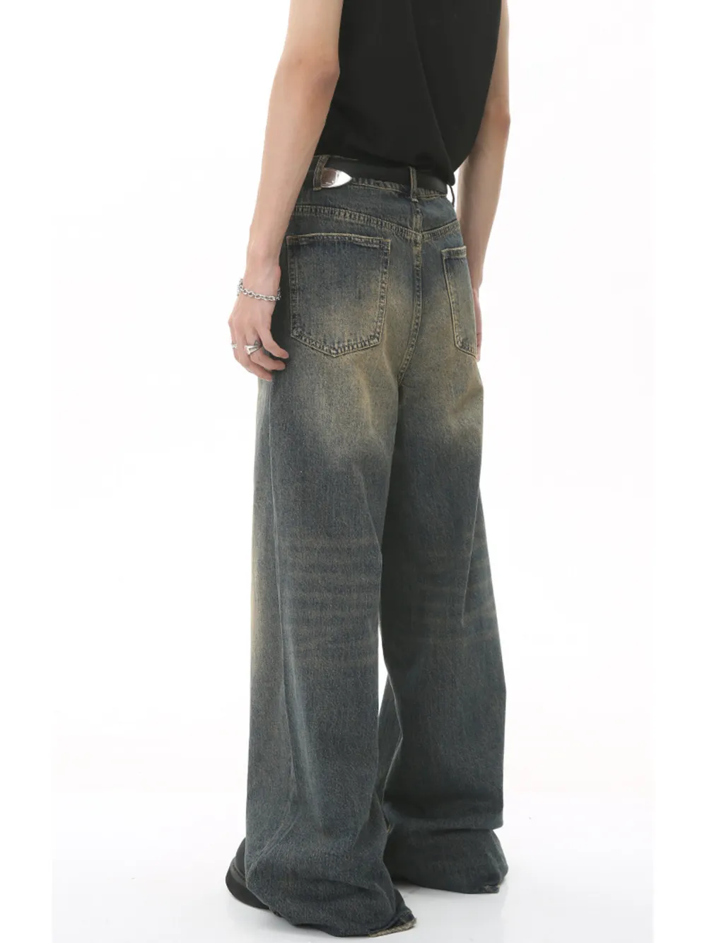 Men's Full Size Vintage Wash Wide Leg Jeans Plus Size, image 9
