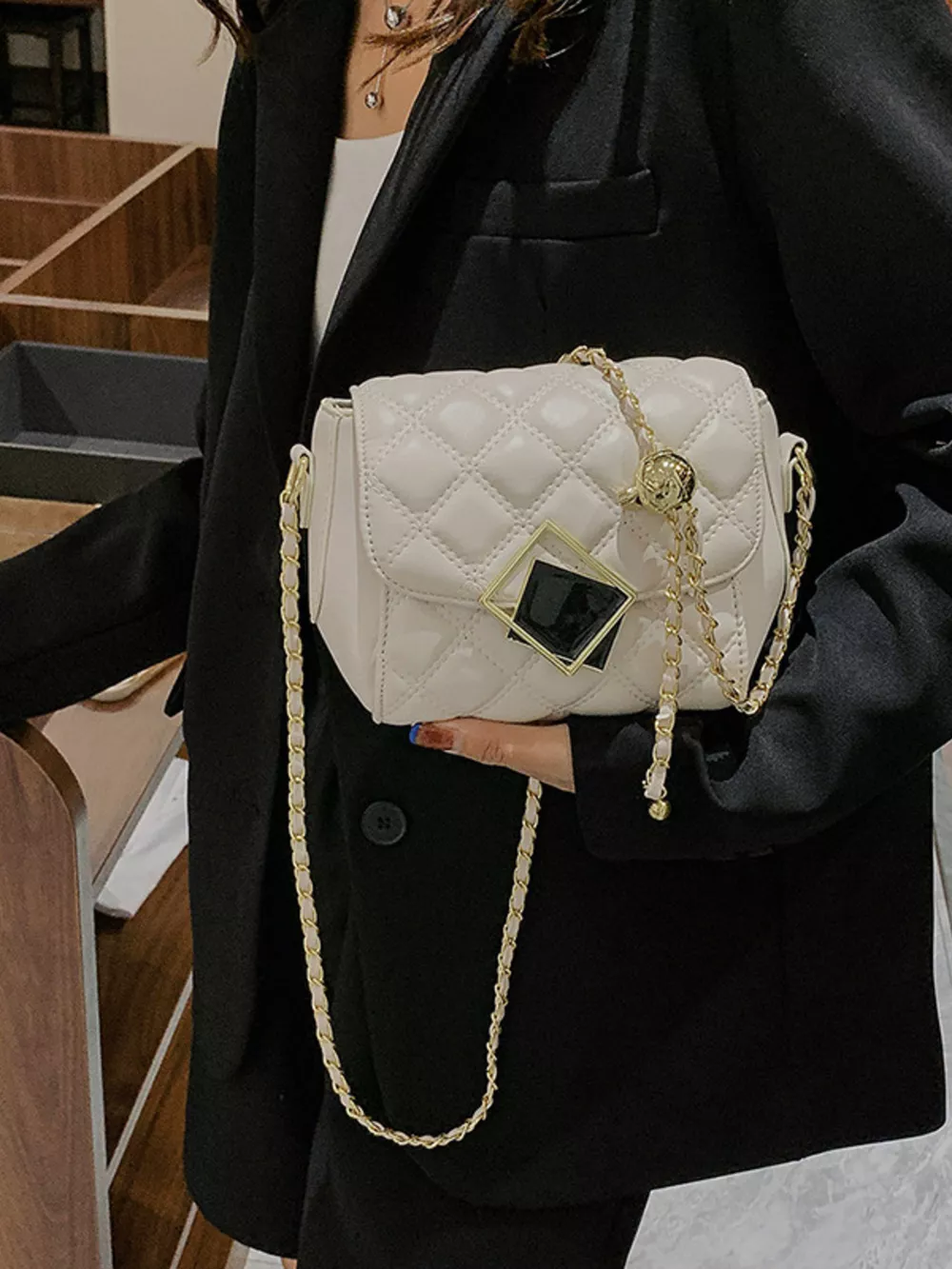 Quilted Flap Chain Crossbody Bag, image 2