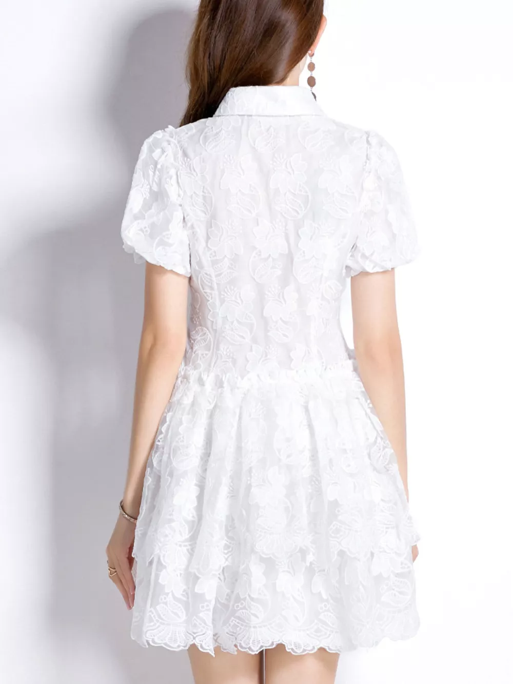 Lace Puff Sleeve Mini Dress, image 12