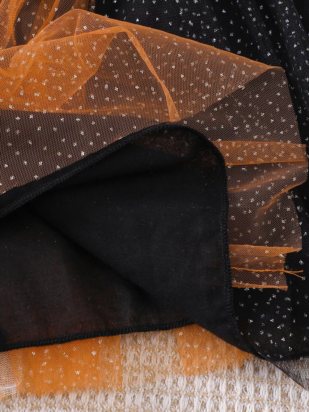 Children's Halloween Pumpkin Hooded Cape and Polka Dot Tulle Dress Set, image 8
