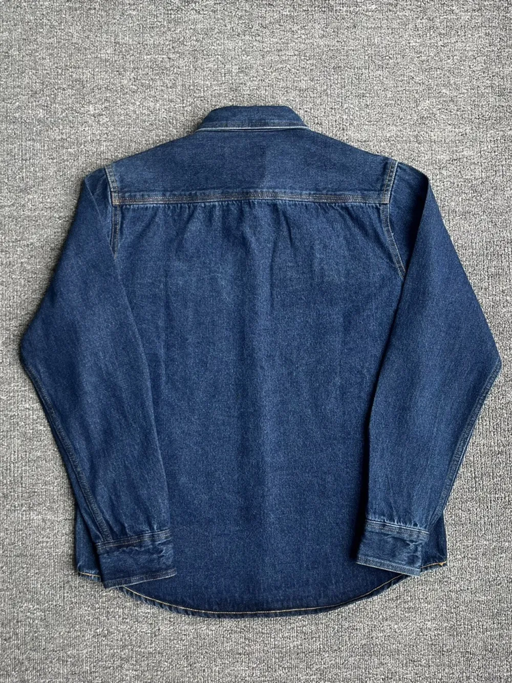 Men's Plus Size Button Up Washed Denim Shirt, image 2