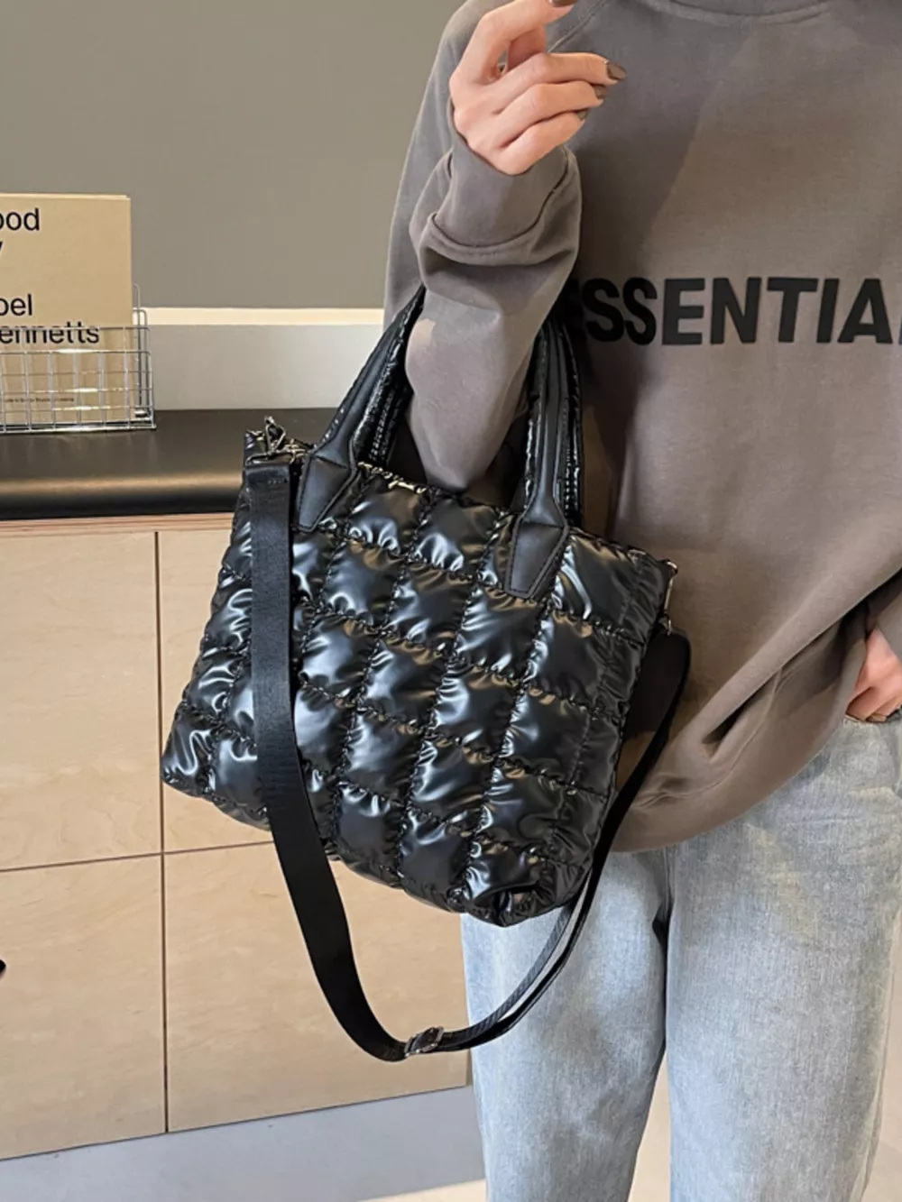 Bubble Textured Tote Crossbody Bag