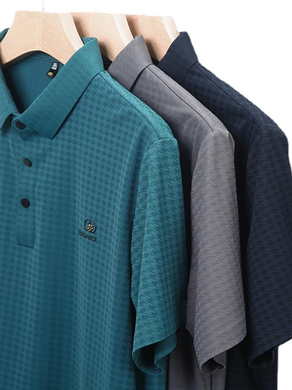 Men's Plus Size Short Sleeve Textured Business Polo Shirt, image 3