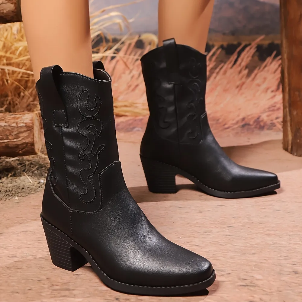 Point Toe Block Heels Boots, image 2