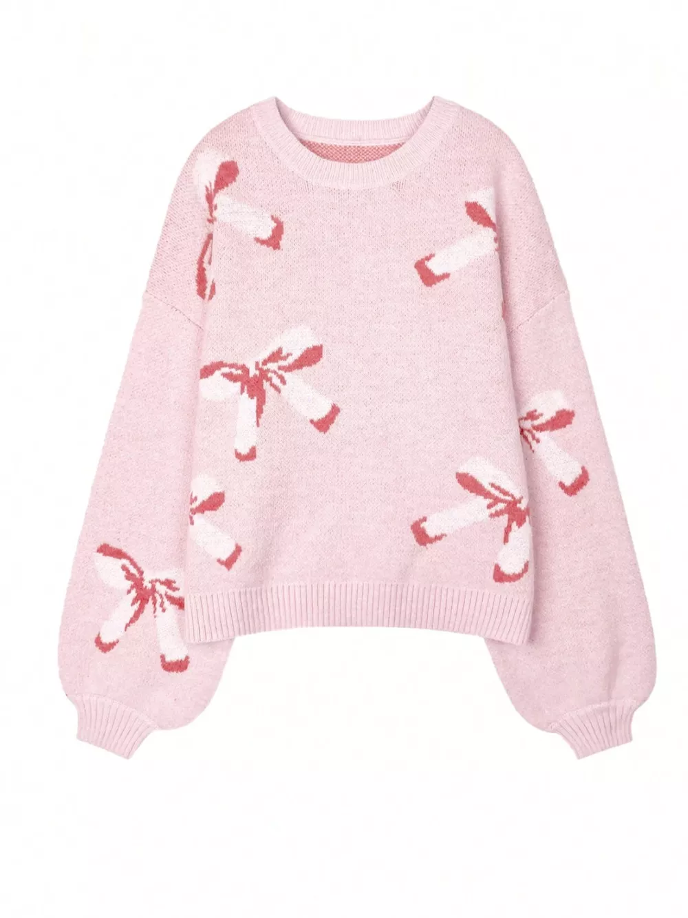 Bow Round Neck Dropped Shoulder Sweater, image 13