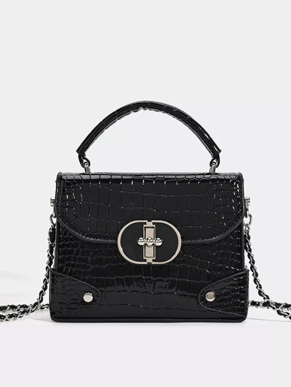 Crocodile Pattern Flap Crossbody Bag