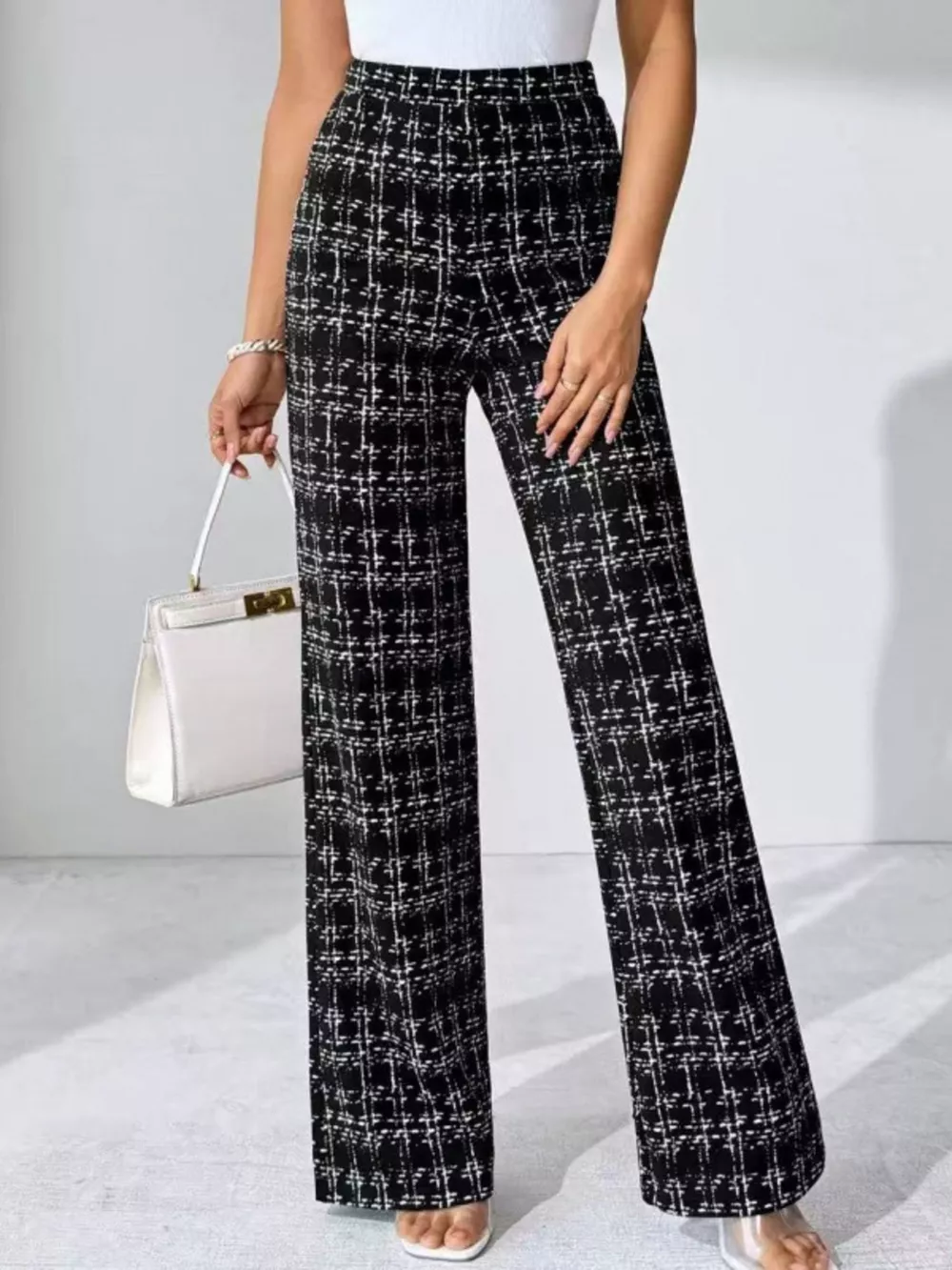 Plaid Wide Leg Pants