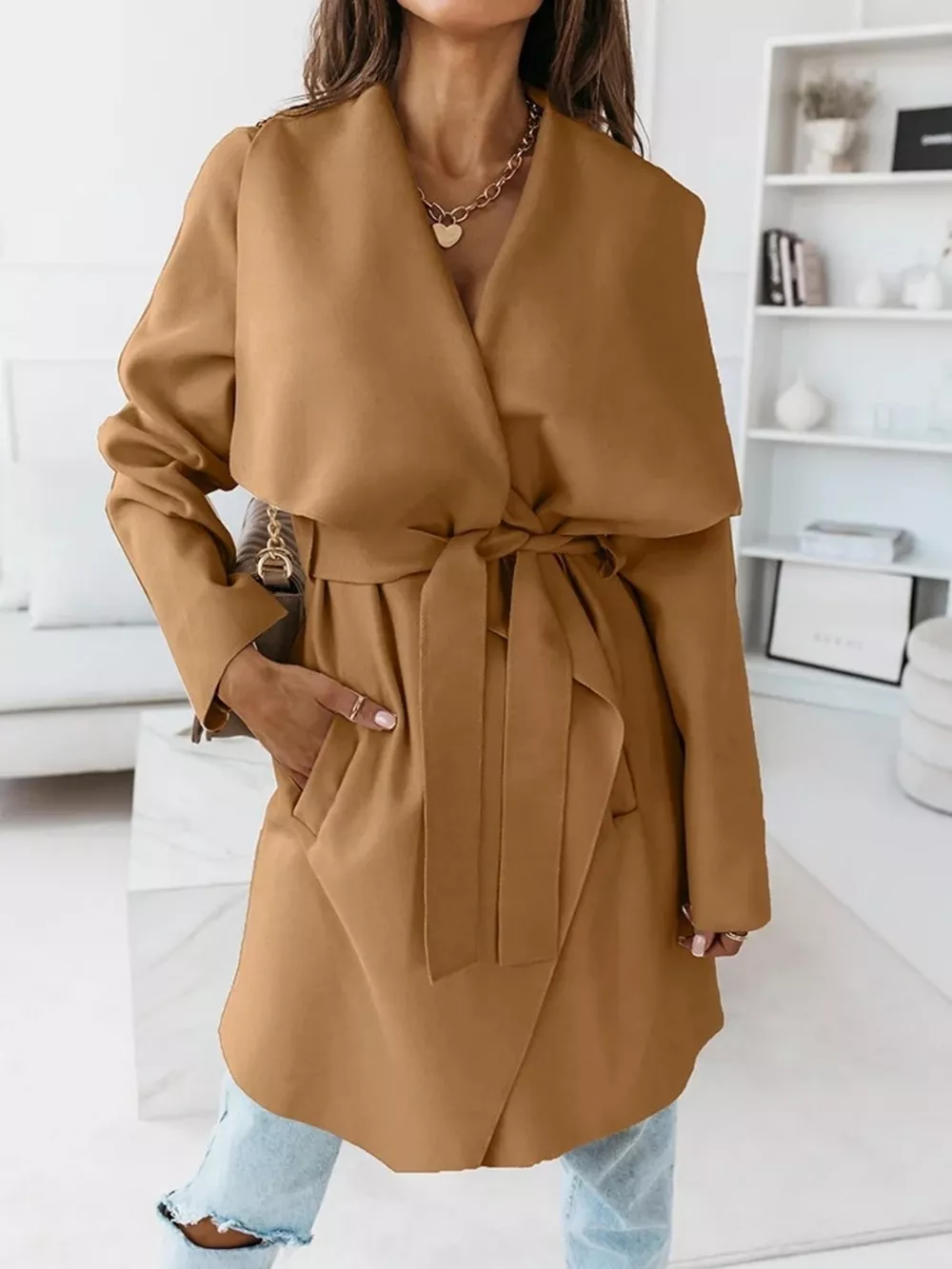 Tie Waist Long Sleeve Outerwear, image 2