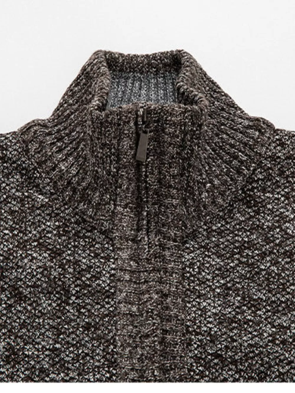 Men's Plus Size Half-Zip Stand Collar Textured Sweater, image 12