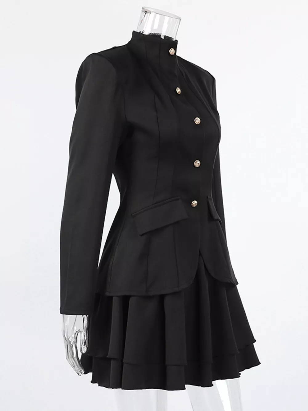 Elegant Stand Collar Blazer and Mini Skirt Set, image 8