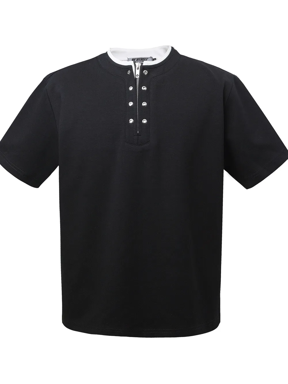 Men's Contrast Half Zip Short Sleeve T-Shirt