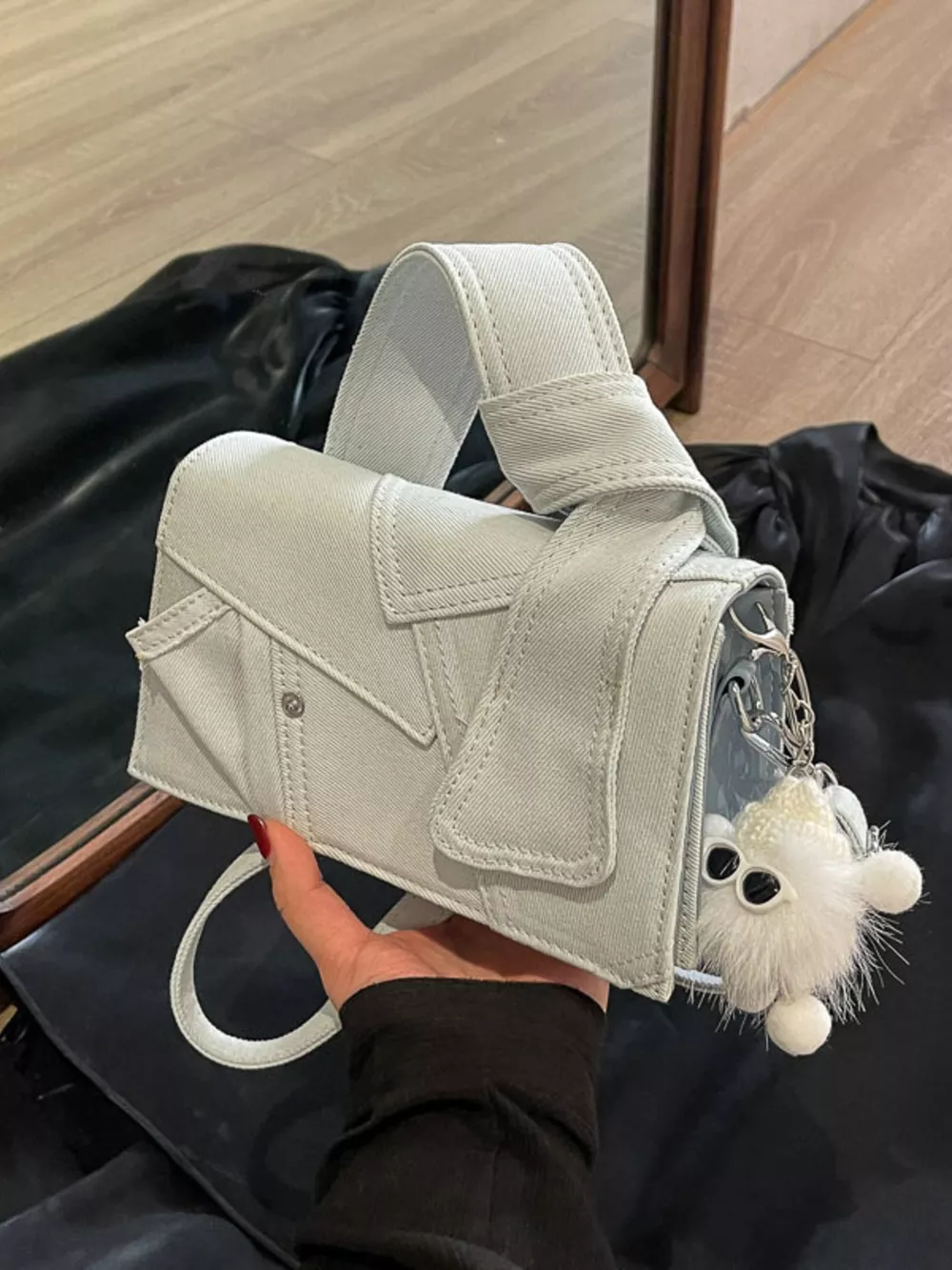 Denim Patchwork Crossbody Bag, image 12
