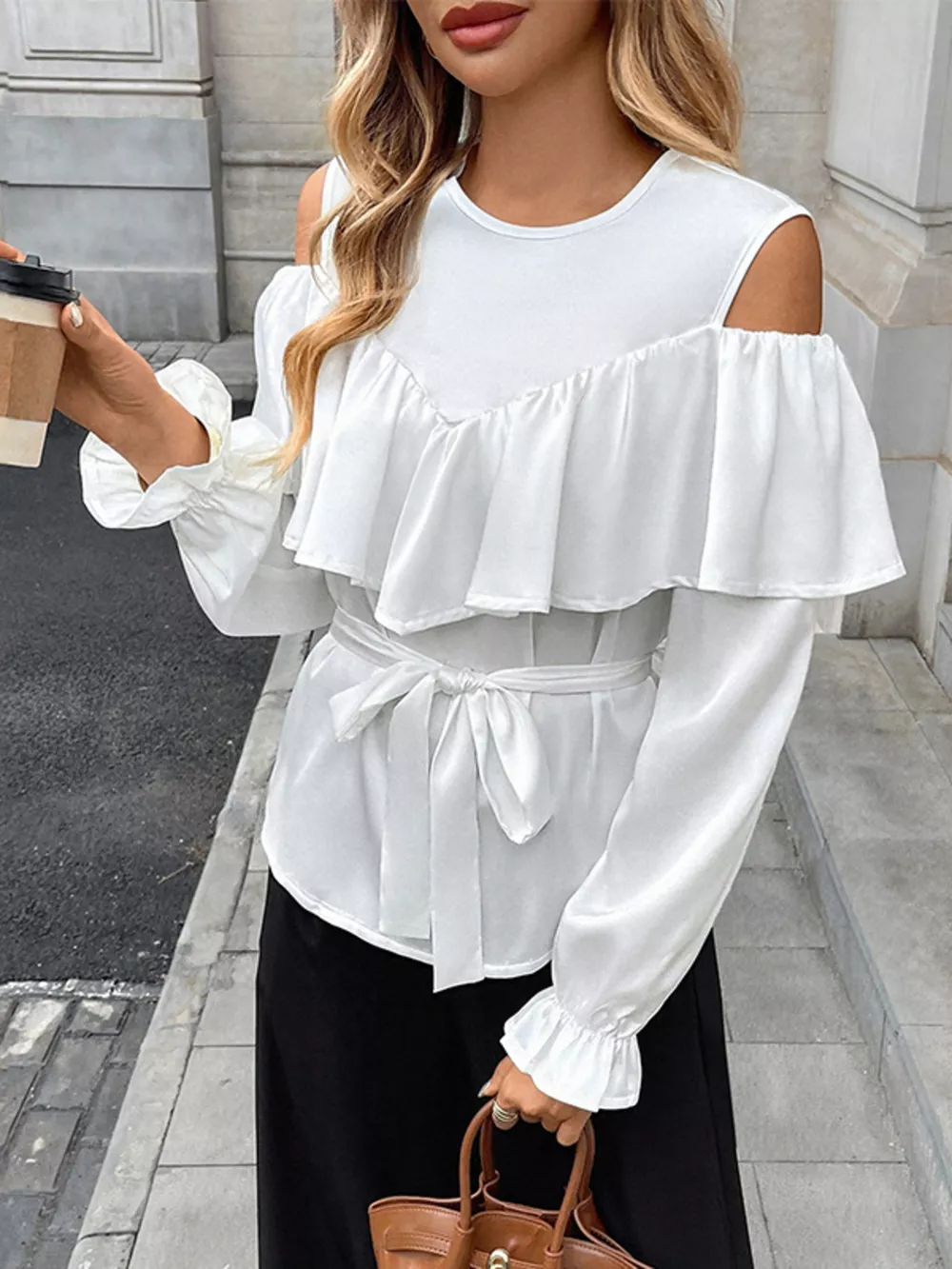 Cold Shoulder Ruffle Blouse, image 2