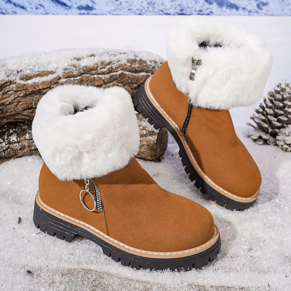 Fuzzy Ankle Boots with Zipper Detail, image 10