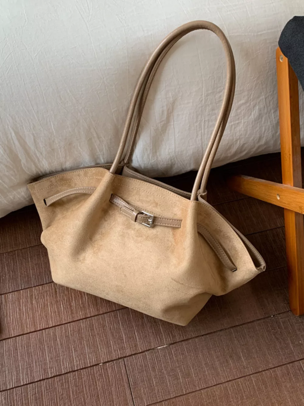 Solid Color Buckle Tote Bag, image 12