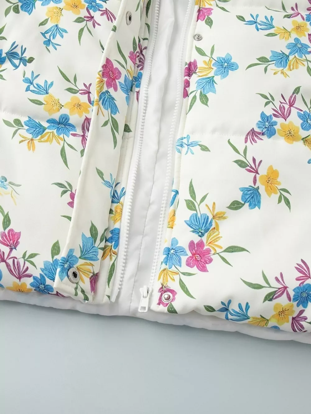 Floral Print Stand Collar Puffer Jacket, image 12