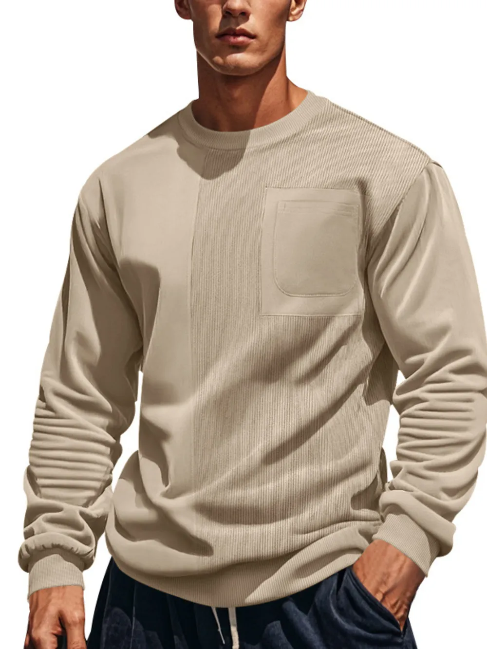 Men's Full Size Round Neck Long Sleeve Sweatshirt Plus Size, image 2
