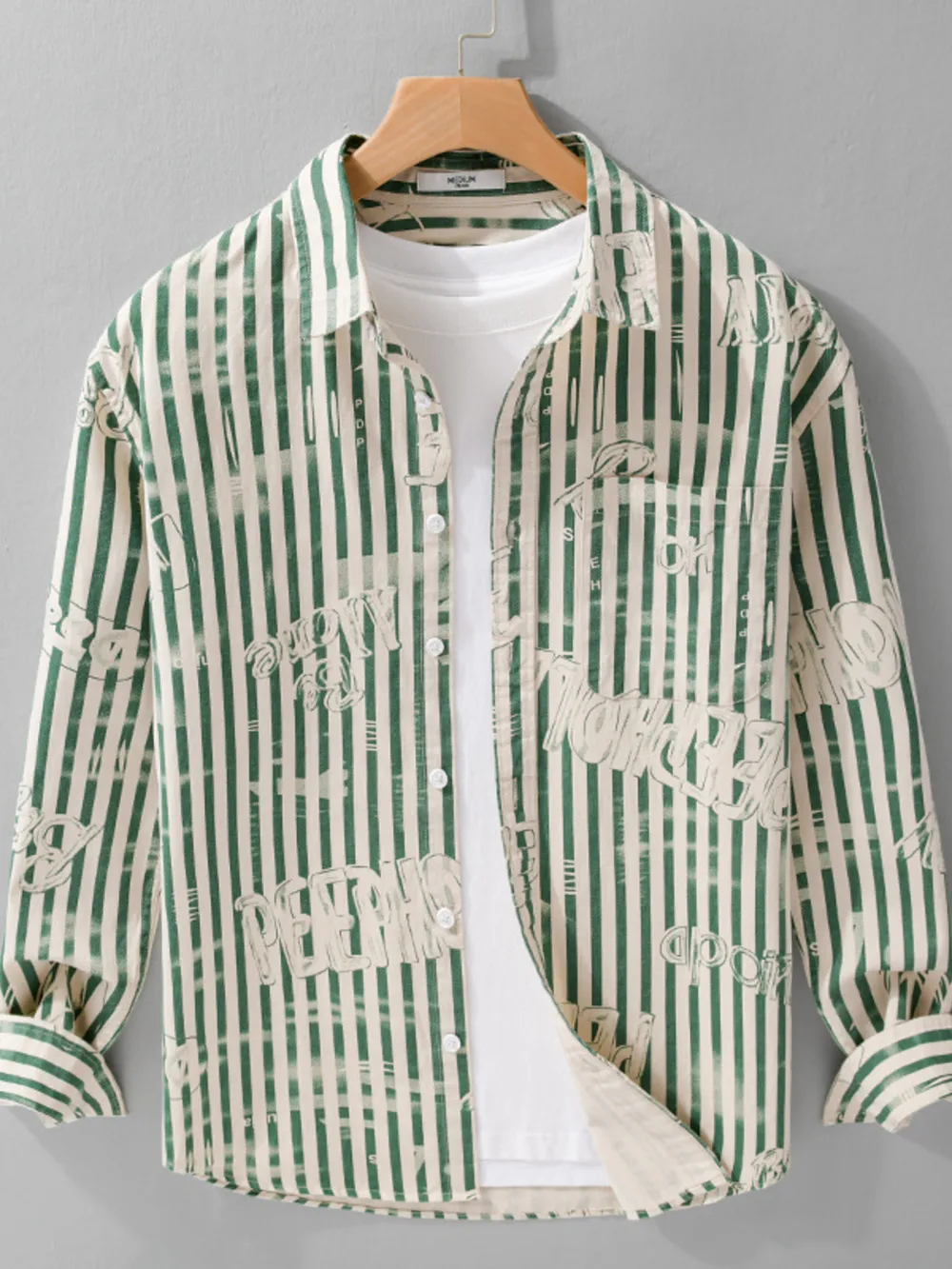 Men's Plus Size Striped Button Up Long Sleeve Shirt, image 3