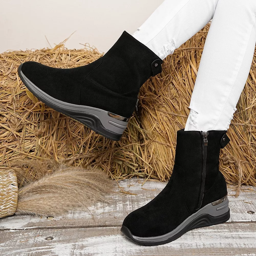 Suede Ankle Boots with Wedge Heel, image 8