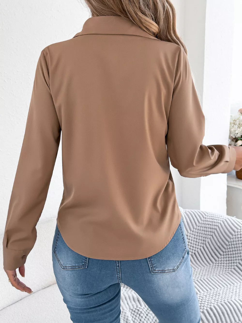 Pleated Front Long Sleeve Shirt, image 6