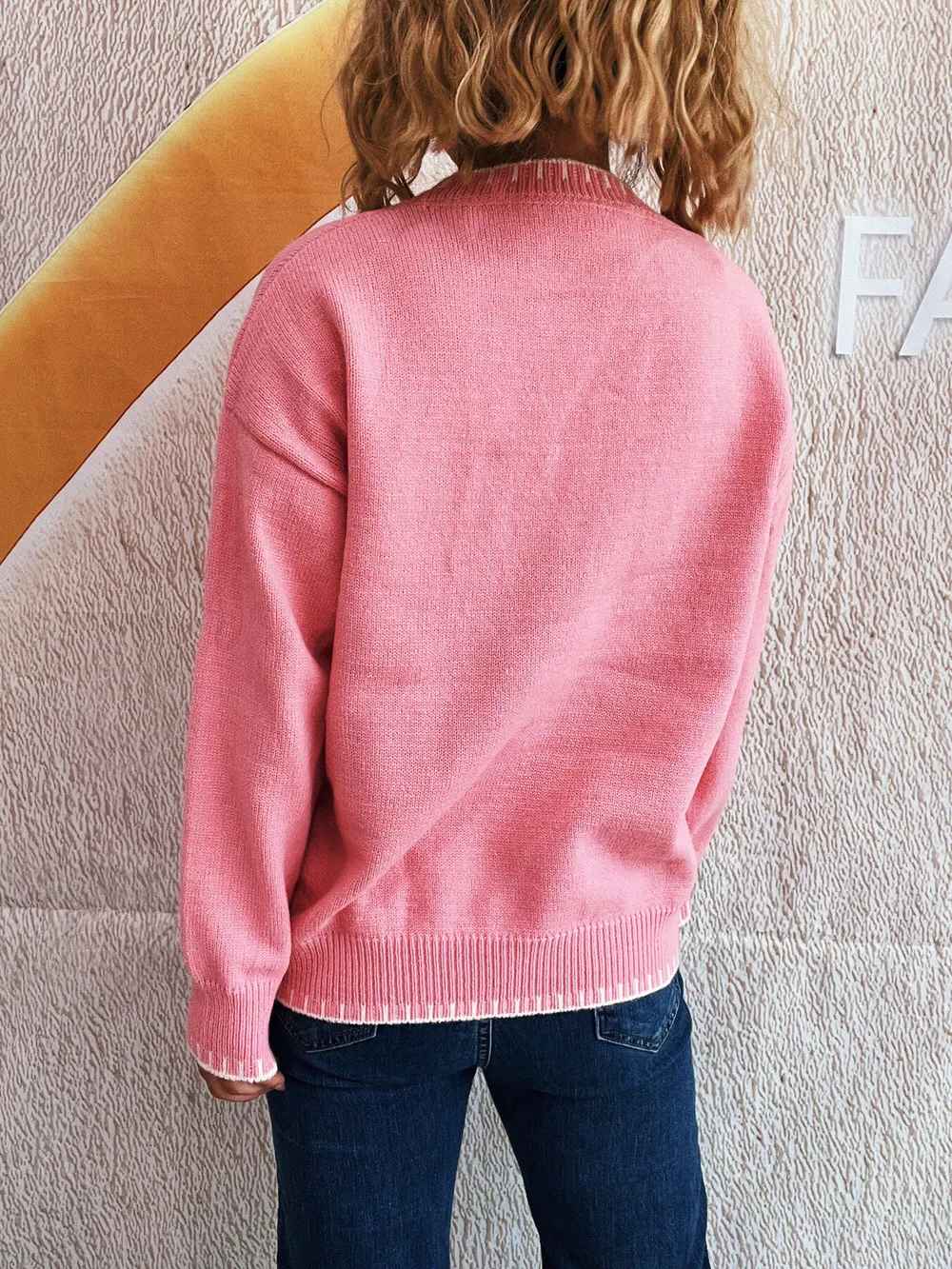 Bow Pattern Round Neck Sweater, image 16