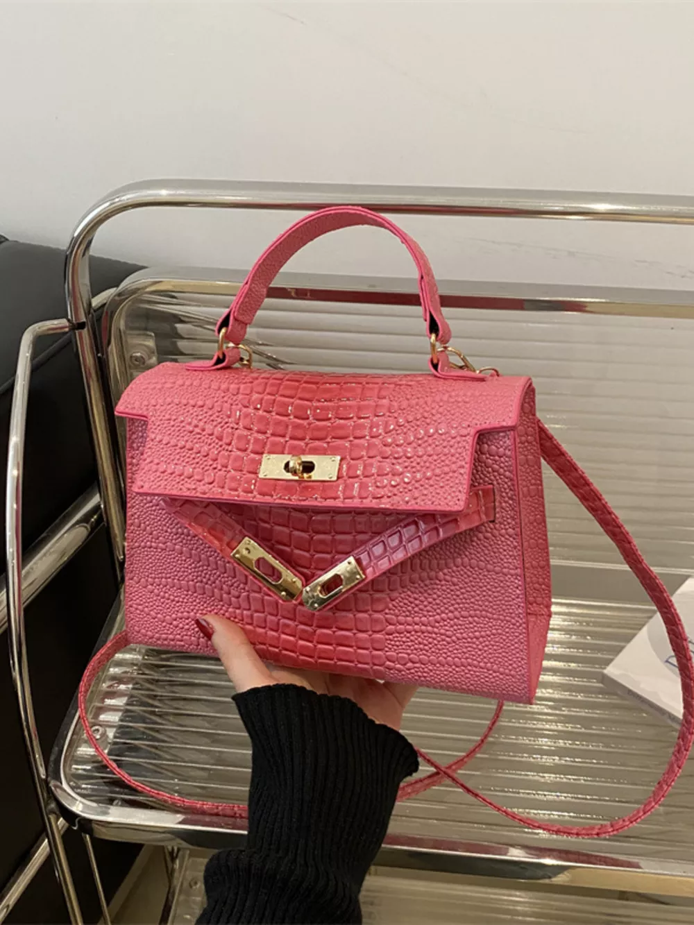 Embossed Flap Crossbody Bag, image 3