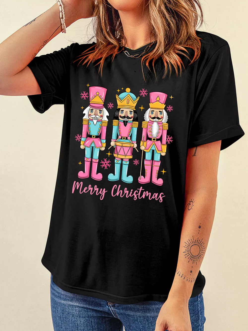 Merry Christmas Nutcracker Doll Printed T Shirt, image 3