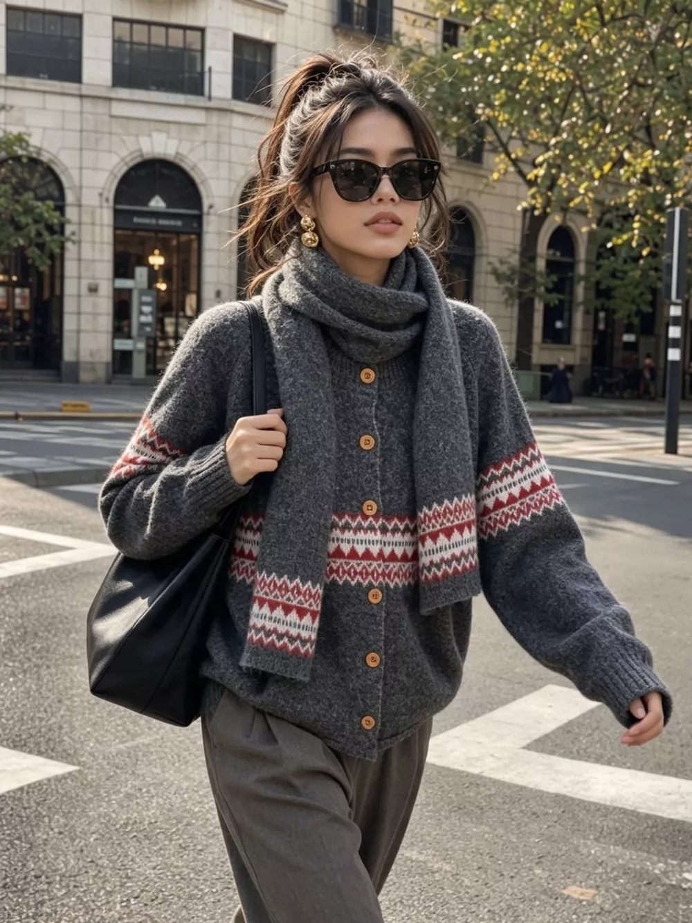 Geometric Button Down Knit Cardigan, image 21