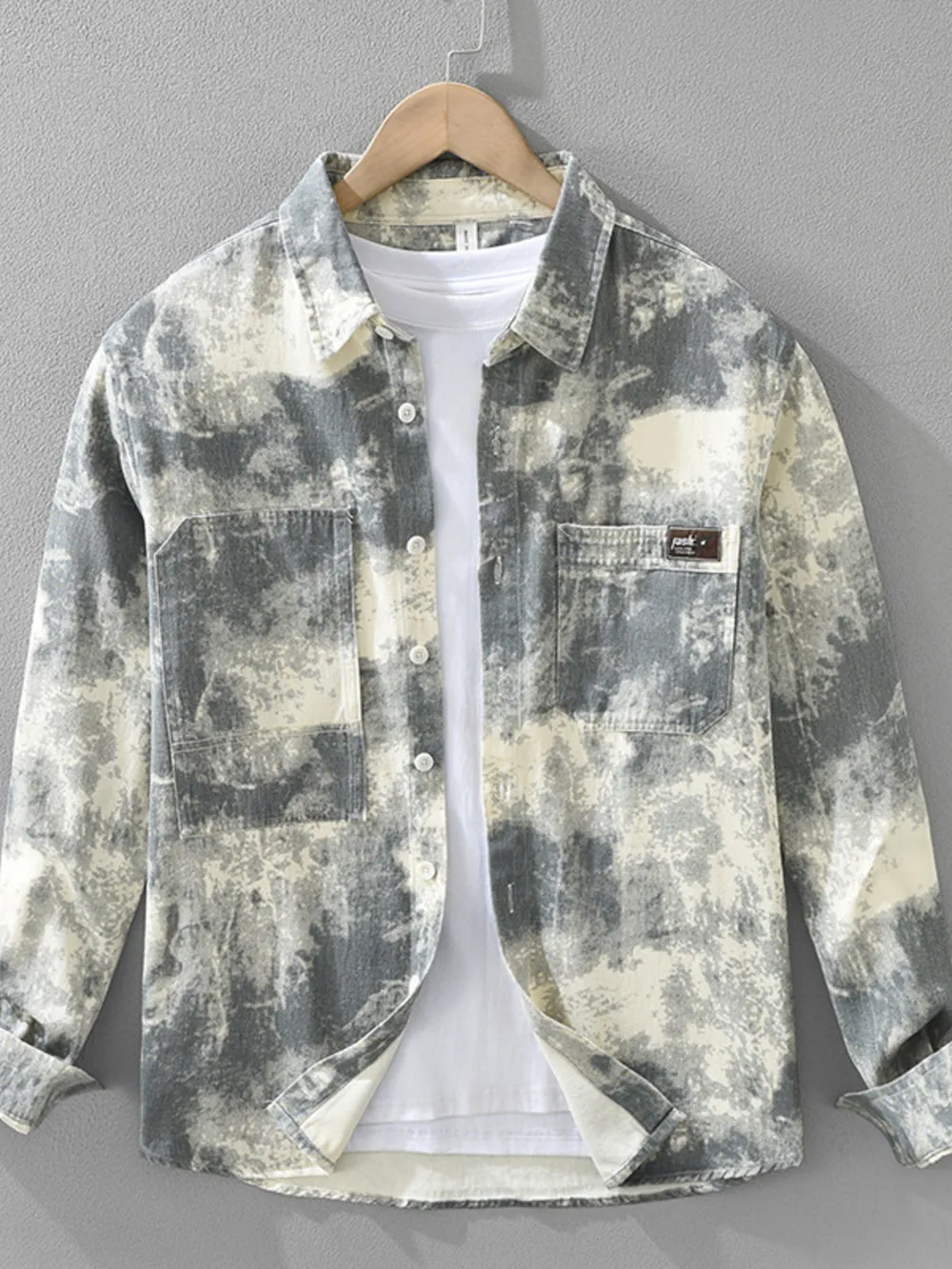 Men's Plus Size Abstract Print Long Sleeve Casual Shirt, image 5