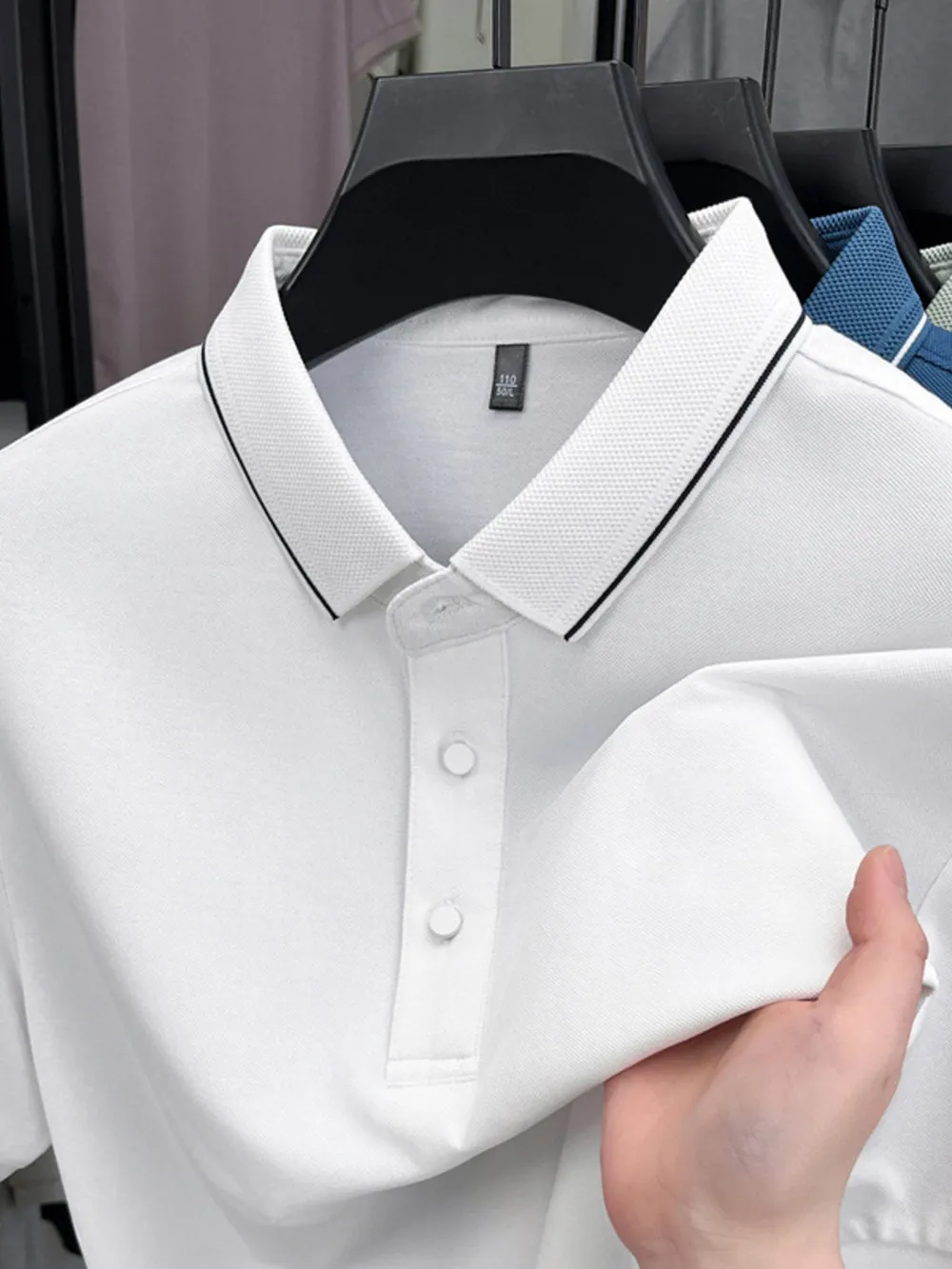 Men's Plus Size Button Detail Short Sleeve Polo, image 8