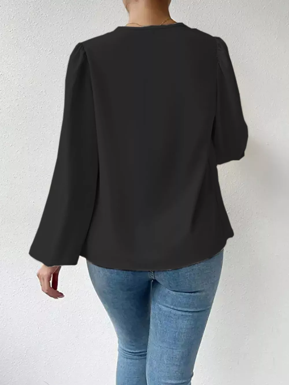 Full Size Cowl Neck Balloon Sleeve Blouse Plus Size, image 7