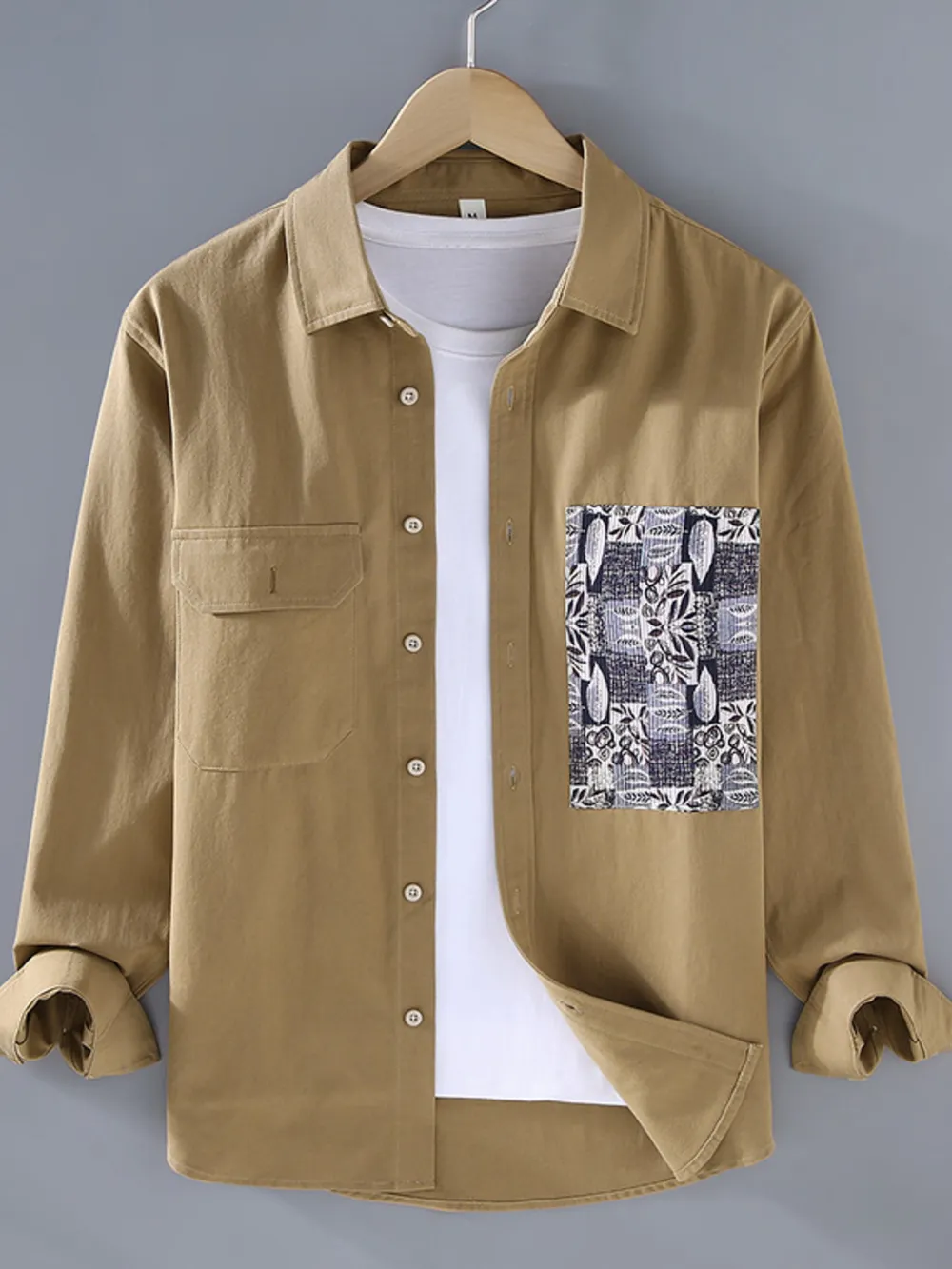 Men's Plus Size Button Up Long Sleeve Shirt, image 3
