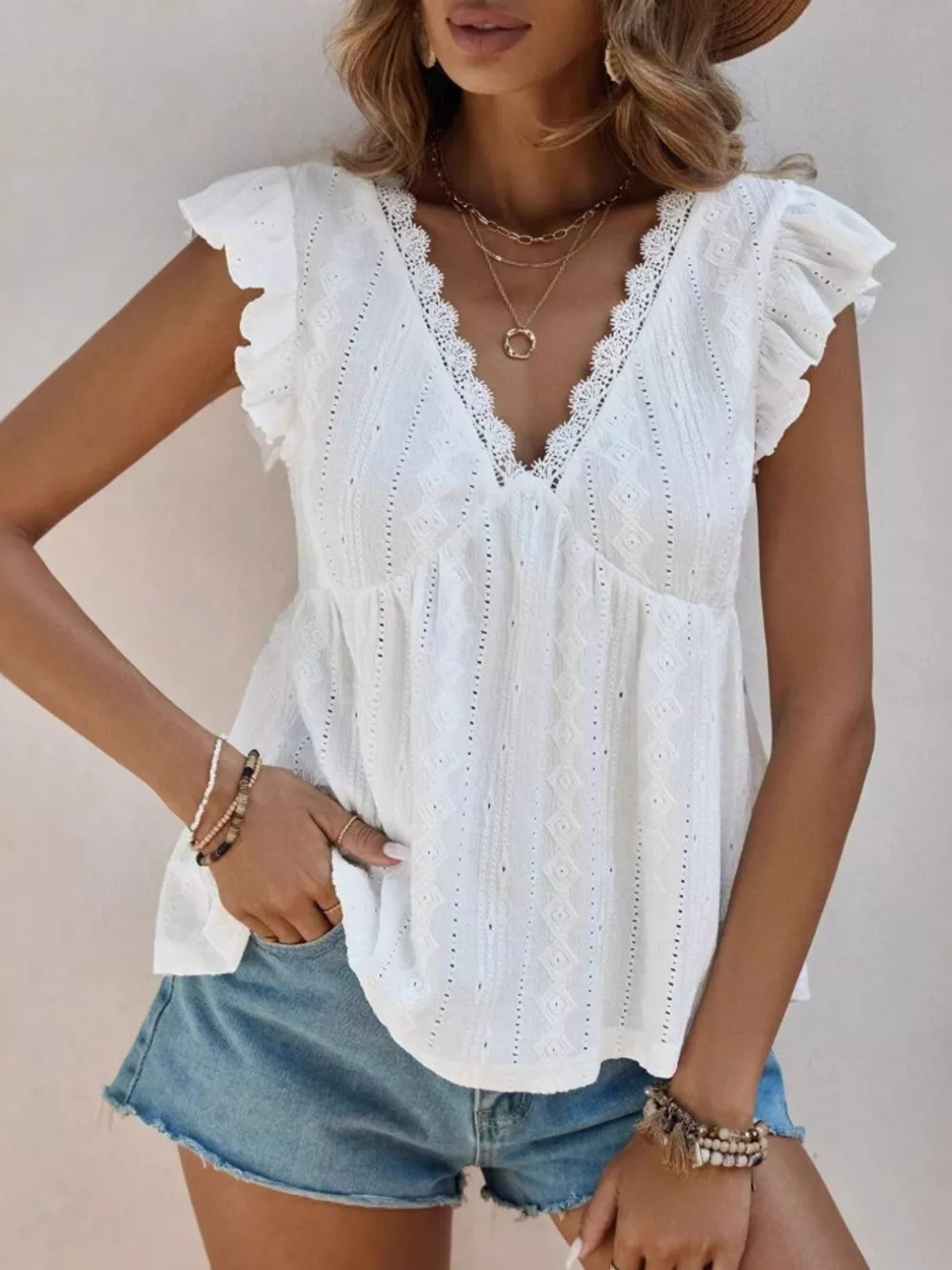 Ruffle Sleeve V-Neck Blouse, image 5
