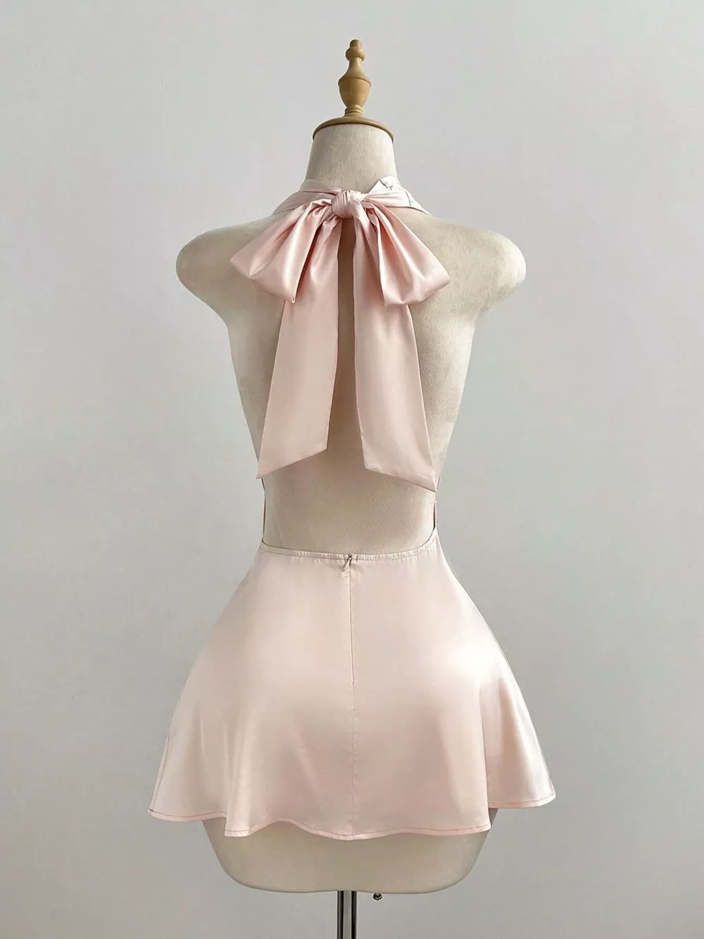 Satin Backless Halter Neck Dress, image 3