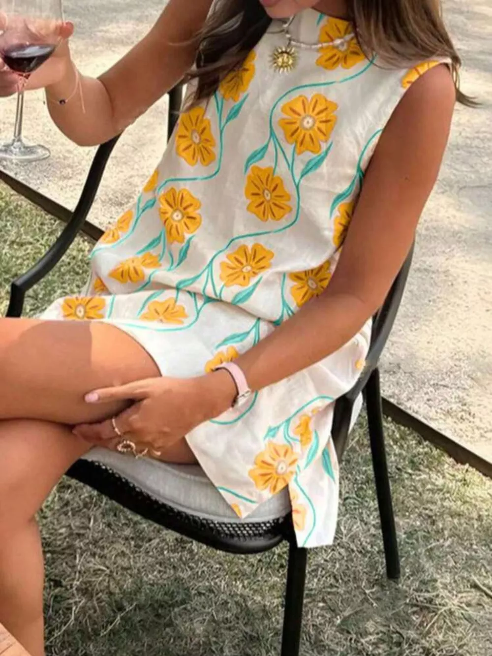Floral Pattern Sleeveless Mini Dress, image 7