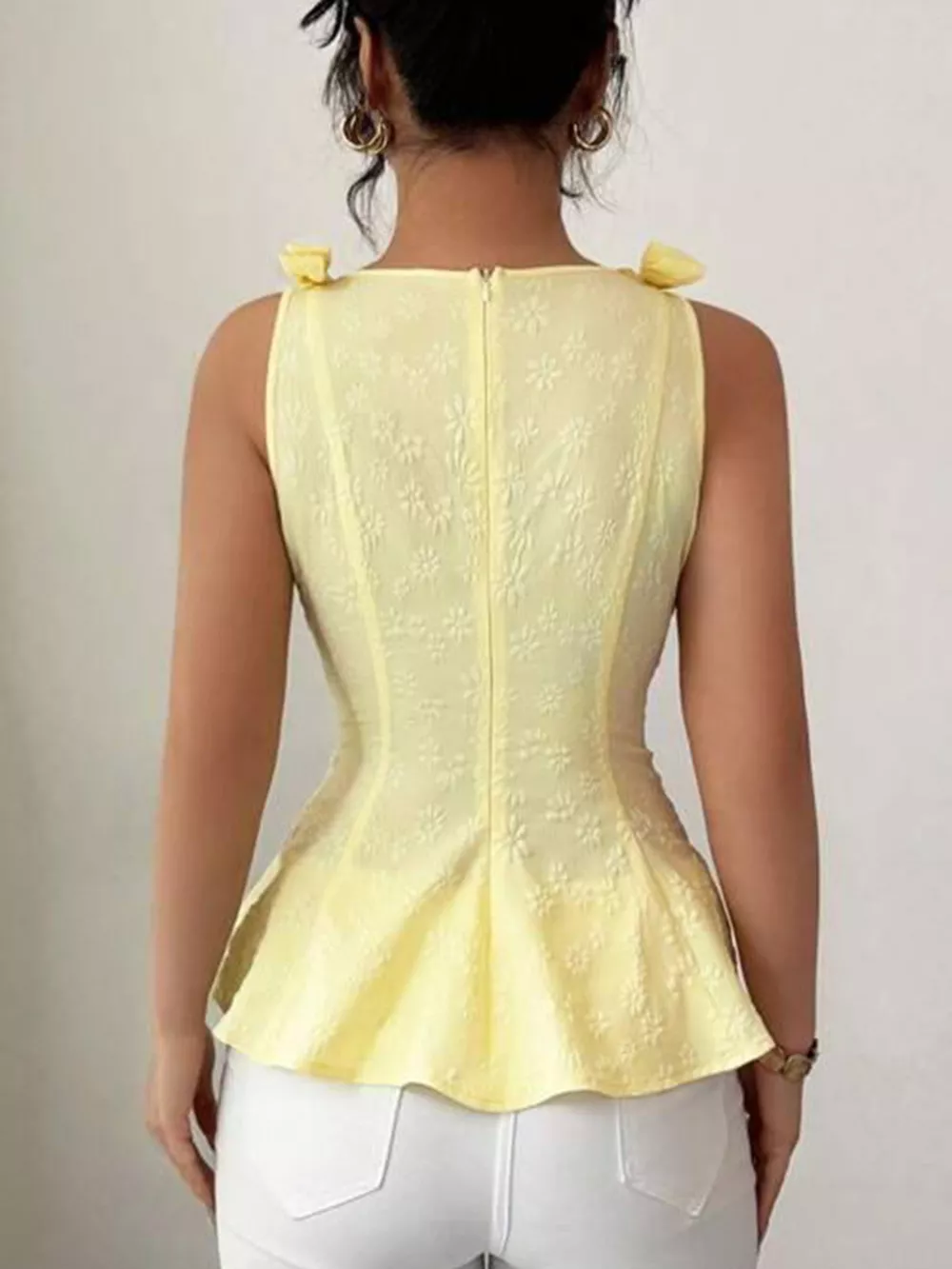 Bow Shoulder Peplum Tank, image 3